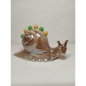 Vtg Porcelaine de France Art Deco Carnival Glass Snail Bar Ware Cocktail Set